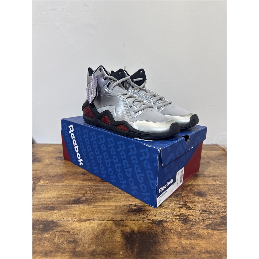 New Reebok Kamikaze III Mid NC j87316 Silver Excellent Red Black Men Size 10